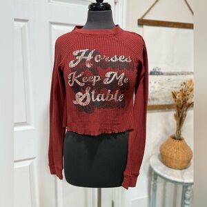 Women's Maroon Graphic Long Sleeve Top